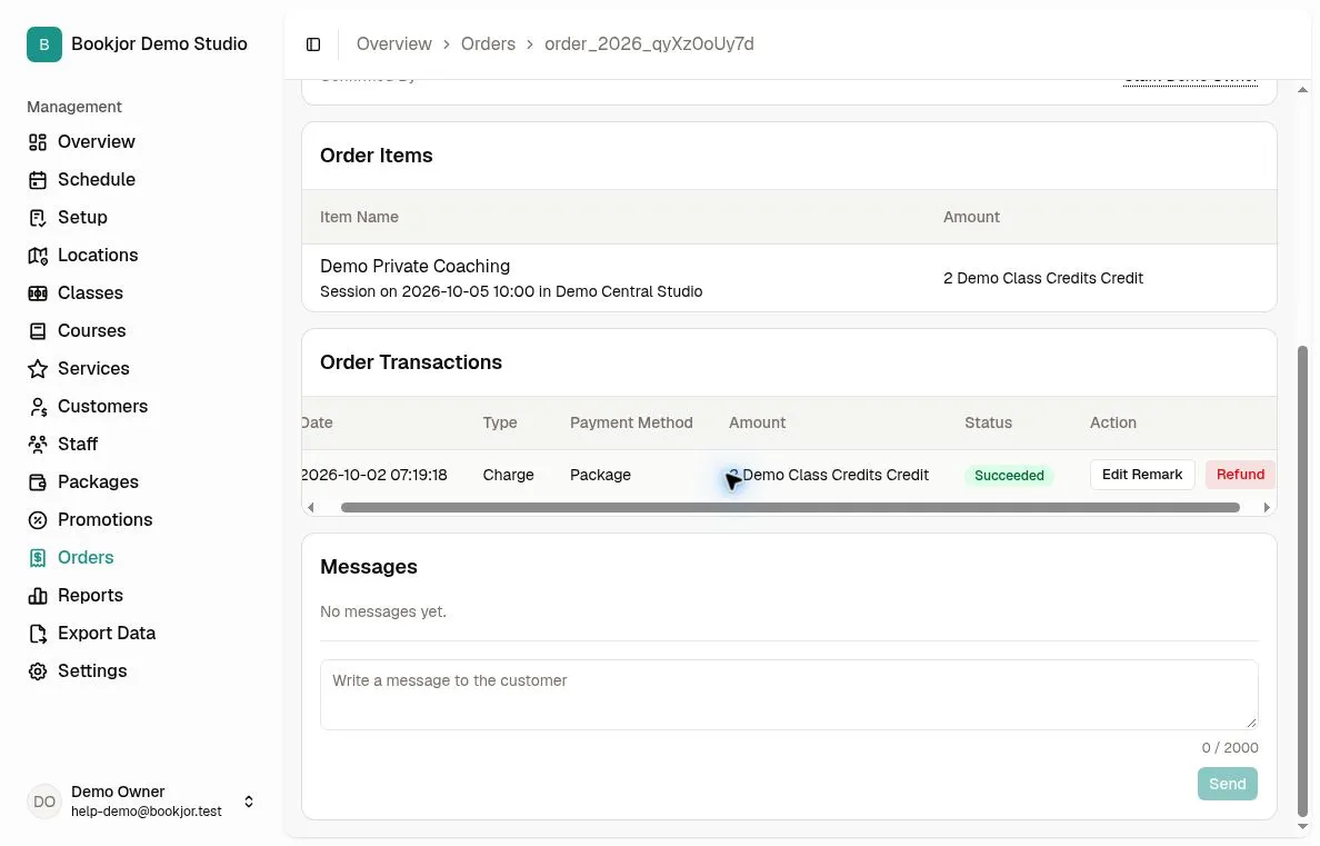 Order Transactions with a succeeded Package charge and the Refund action