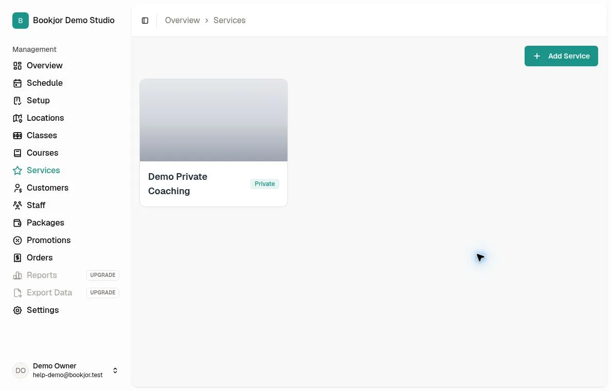 Services list with a private service