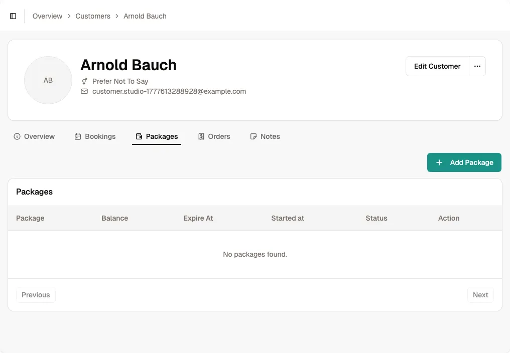 Open the Packages page screenshot