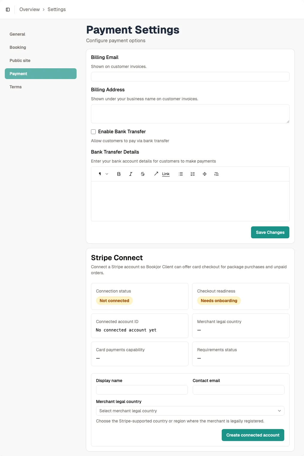 Open Settings > Payment screenshot