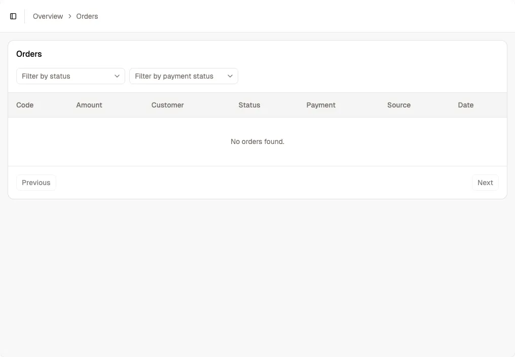 Open the Orders page screenshot